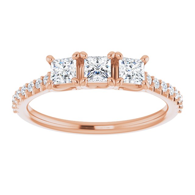 0.46 ct. Princess & Round Cut Diamond Wedding Band 3 Stone Ring-VIRABYANI